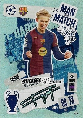 Sticker Frenkie de Jong - Uefa Champions League & Europa League 2024-2025. Match Attax n. 402 - Topps