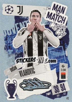 Sticker Dušan Vlahović - Uefa Champions League & Europa League 2024-2025. Match Attax n. 412 - Topps