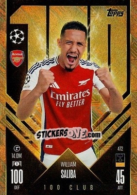 Sticker William Saliba - Uefa Champions League & Europa League 2024-2025. Match Attax n. 472 - Topps