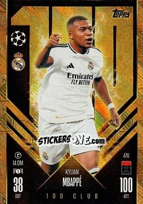 Sticker Kylian Mbappé - Uefa Champions League & Europa League 2024-2025. Match Attax n. 476 - Topps