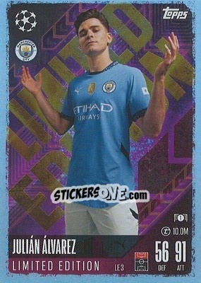Sticker Julián Álvarez - Uefa Champions League & Europa League 2024-2025. Match Attax n. LE3 - Topps