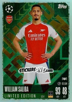 Sticker William Saliba - Uefa Champions League & Europa League 2024-2025. Match Attax n. LE4 - Topps
