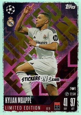 Sticker Kylian Mbappé - Uefa Champions League & Europa League 2024-2025. Match Attax n. LE9 - Topps