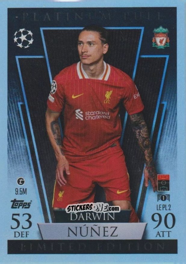 Figurina Darwin Nunez - Uefa Champions League & Europa League 2024-2025. Match Attax n. LEPL2 - Topps
