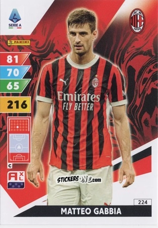 Figurina Matteo Gabbia - Calciatori 2024-2025. Adrenalyn XL
 n. 224 - Panini
