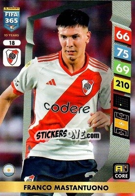 Sticker Franco Mastantuono - FIFA 365: 2024-2025. Adrenalyn XL
 n. 18 - Panini