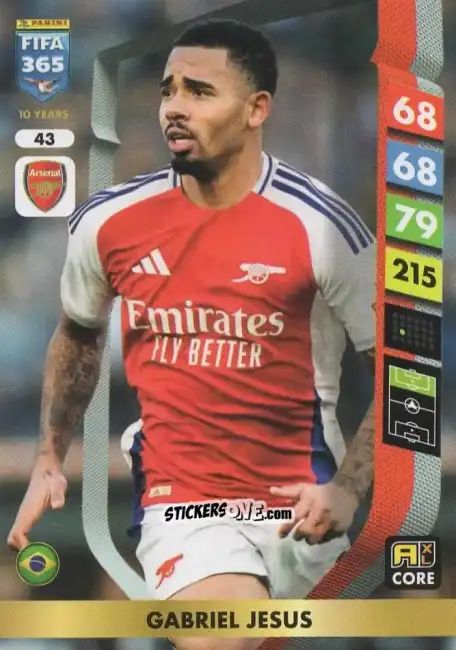 Sticker Gabriel Jesus - FIFA 365: 2024-2025. Adrenalyn XL
 n. 43 - Panini