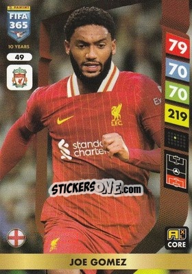 Sticker Joe Gomez - FIFA 365: 2024-2025. Adrenalyn XL
 n. 49 - Panini
