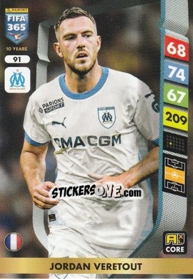 Sticker Jordan Veretout - FIFA 365: 2024-2025. Adrenalyn XL
 n. 91 - Panini