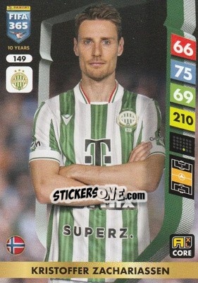 Sticker Kristoffer Zachariassen - FIFA 365: 2024-2025. Adrenalyn XL
 n. 149 - Panini