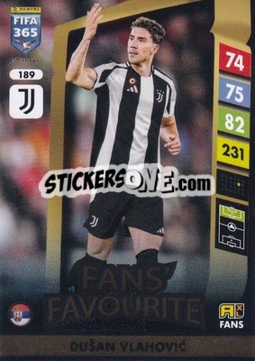 Sticker Dušan Vlahović - FIFA 365: 2024-2025. Adrenalyn XL
 n. 189 - Panini