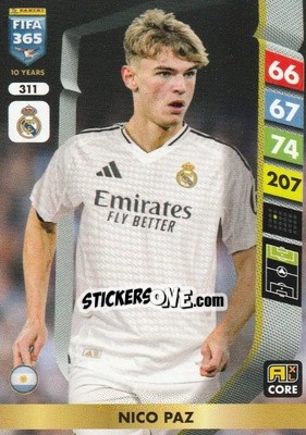 Sticker Nico Paz - FIFA 365: 2024-2025. Adrenalyn XL
 n. 311 - Panini