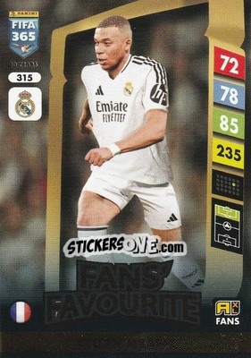 Sticker Kylian Mbappé - FIFA 365: 2024-2025. Adrenalyn XL
 n. 315 - Panini
