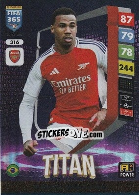 Sticker Gabriel Magalhães - FIFA 365: 2024-2025. Adrenalyn XL
 n. 316 - Panini