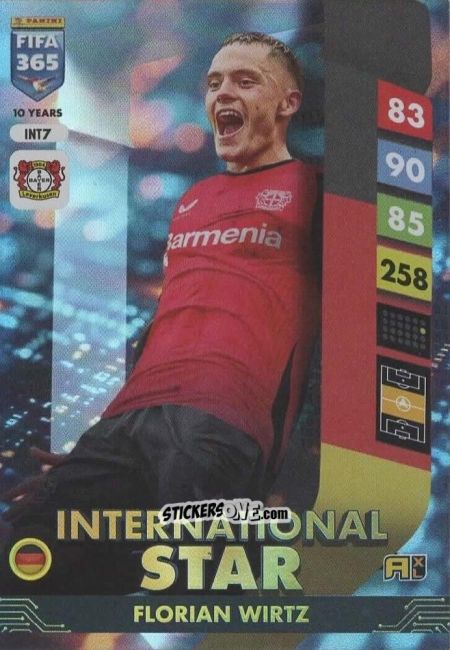 Cromo Florian Wirtz - FIFA 365: 2024-2025. Adrenalyn XL
 n. INT7 - Panini