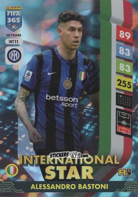 Cromo Alessandro Bastoni - FIFA 365: 2024-2025. Adrenalyn XL
 n. INT11 - Panini
