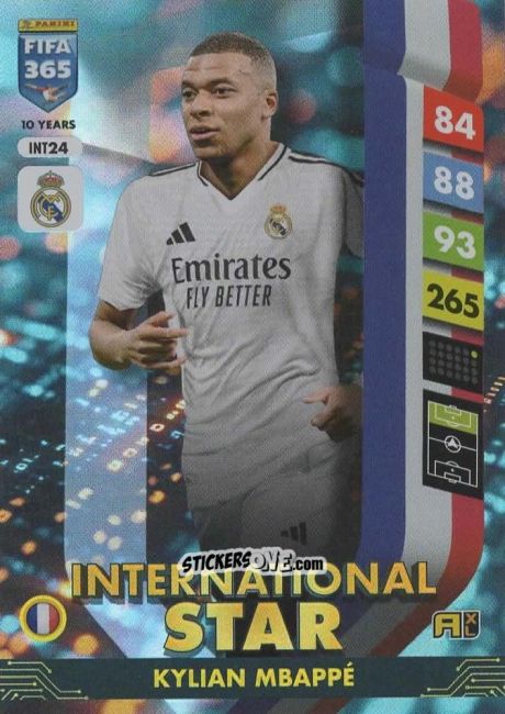 Cromo Kylian Mbappé - FIFA 365: 2024-2025. Adrenalyn XL
 n. INT24 - Panini