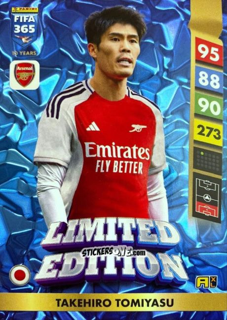 Sticker Takehiro Tomiyasu - FIFA 365: 2024-2025. Adrenalyn XL
 n. LE9 - Panini