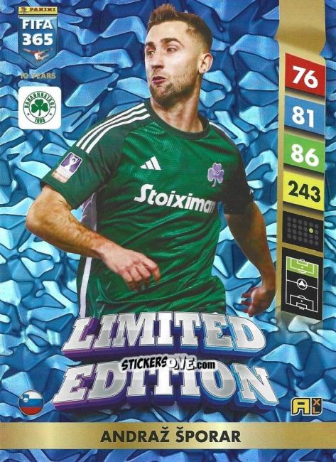 Sticker Andraž Šporar - FIFA 365: 2024-2025. Adrenalyn XL
 n. LE162 - Panini