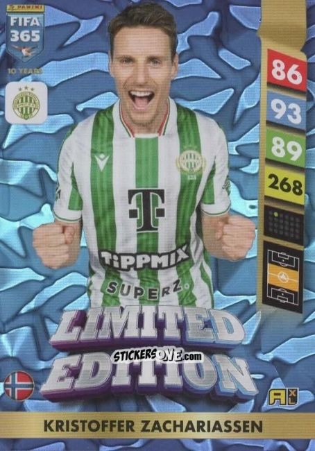 Sticker Kristoffer Zachariassen - FIFA 365: 2024-2025. Adrenalyn XL
 n. LE192 - Panini