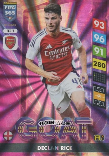 Sticker Declan Rice - FIFA 365: 2024-2025. Adrenalyn XL
 n. EXC1 - Panini