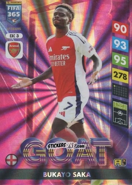 Sticker Bukayo Saka - FIFA 365: 2024-2025. Adrenalyn XL
 n. EXC3 - Panini