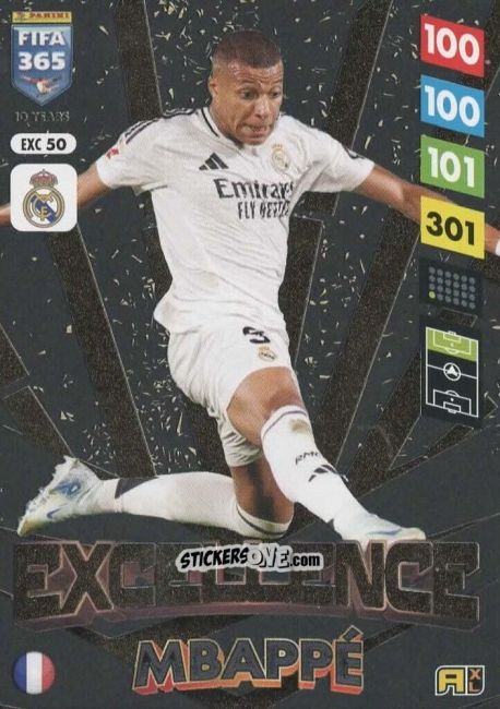 Cromo Kylian Mbappé - FIFA 365: 2024-2025. Adrenalyn XL
 n. EXC50 - Panini