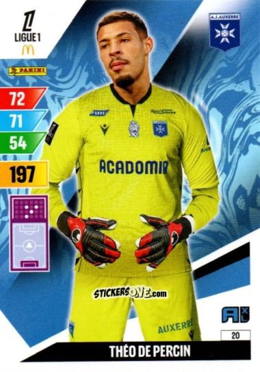 Figurina Théo De Percin - Ligue 1 2024-2025. Adrenalyn XL n. 20 - Panini