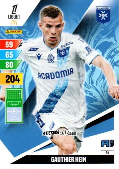 Figurina Gauthier Hein - Ligue 1 2024-2025. Adrenalyn XL n. 34 - Panini
