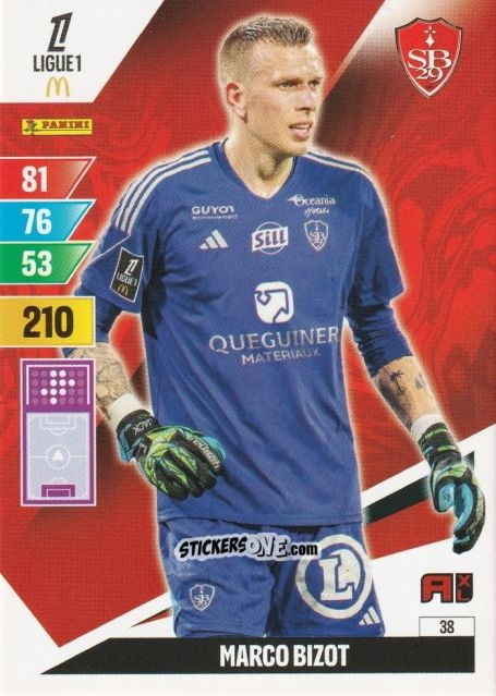 Sticker Marco Bizot - Ligue 1 2024-2025. Adrenalyn XL n. 38 - Panini