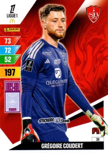 Sticker Grégoire Coudert - Ligue 1 2024-2025. Adrenalyn XL n. 39 - Panini