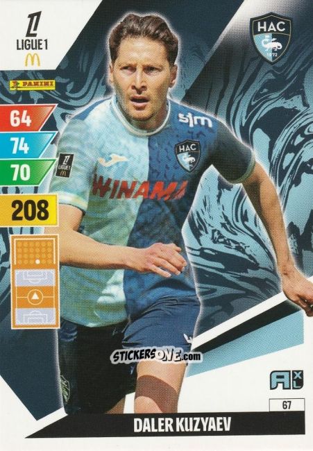 Cromo Daler Kuzyaev - Ligue 1 2024-2025. Adrenalyn XL n. 67 - Panini