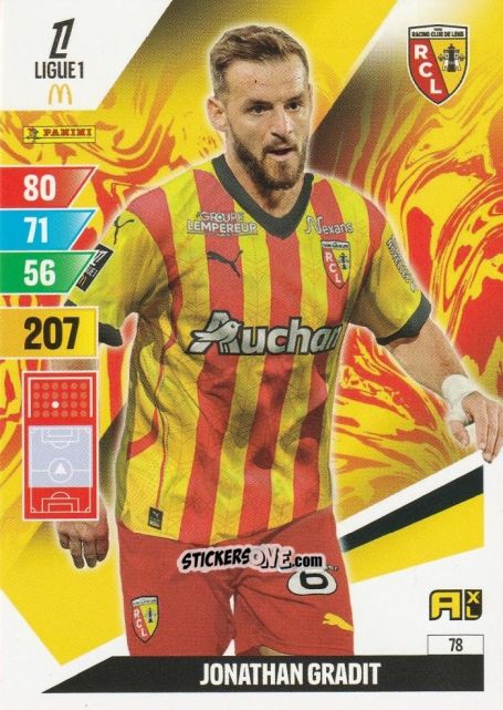 Sticker Jonathan Gradit - Ligue 1 2024-2025. Adrenalyn XL n. 78 - Panini