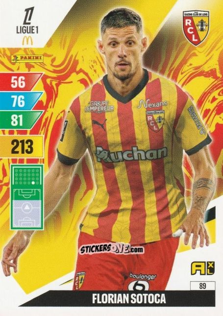 Cromo Florent Sotoca - Ligue 1 2024-2025. Adrenalyn XL n. 89 - Panini