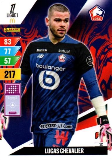 Sticker Lucas Chevalier - Ligue 1 2024-2025. Adrenalyn XL n. 92 - Panini