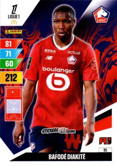 Sticker Bafodé Diakité - Ligue 1 2024-2025. Adrenalyn XL n. 95 - Panini