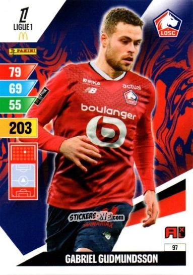 Sticker Gabriel Gudmundsson - Ligue 1 2024-2025. Adrenalyn XL n. 97 - Panini