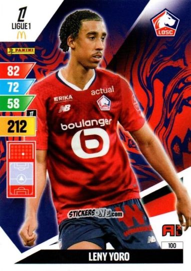 Sticker Leny Yoro - Ligue 1 2024-2025. Adrenalyn XL n. 100 - Panini