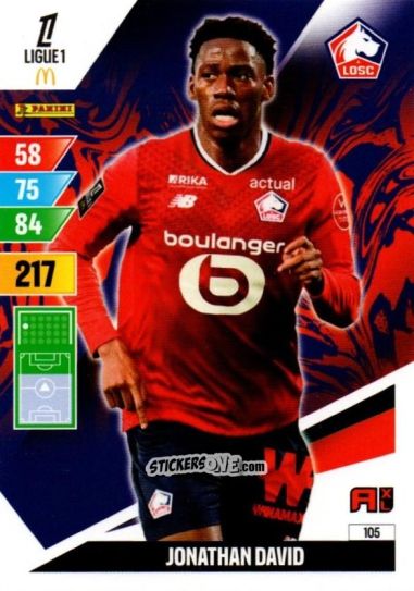 Cromo Jonathan David - Ligue 1 2024-2025. Adrenalyn XL n. 105 - Panini