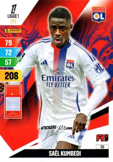 Cromo Saël Kumbedi - Ligue 1 2024-2025. Adrenalyn XL n. 113 - Panini