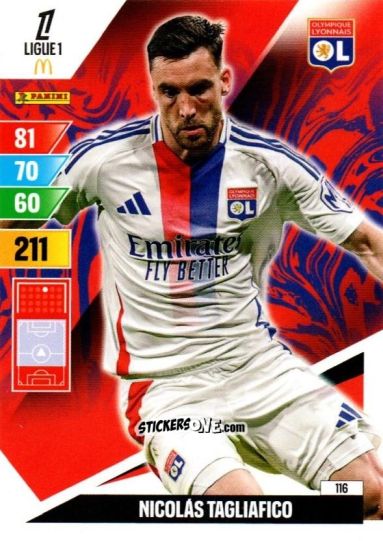 Cromo Nicolas Tagliafico - Ligue 1 2024-2025. Adrenalyn XL n. 116 - Panini