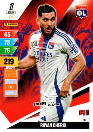 Sticker Rayan Cherki - Ligue 1 2024-2025. Adrenalyn XL n. 118 - Panini