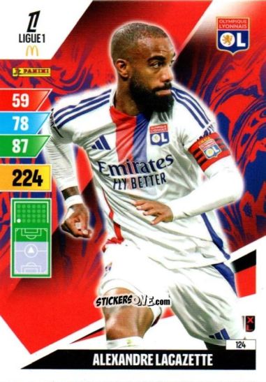 Sticker Alexandre Lacazette - Ligue 1 2024-2025. Adrenalyn XL n. 124 - Panini