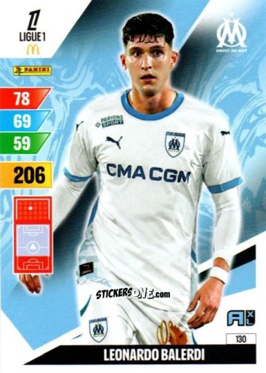 Sticker Leonardo Balerdi - Ligue 1 2024-2025. Adrenalyn XL n. 130 - Panini