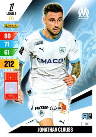 Figurina Jonathan Clauss - Ligue 1 2024-2025. Adrenalyn XL n. 131 - Panini