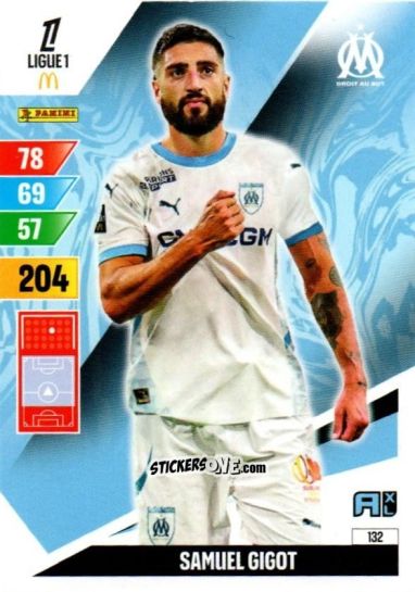 Sticker Samuel Gigot - Ligue 1 2024-2025. Adrenalyn XL n. 132 - Panini