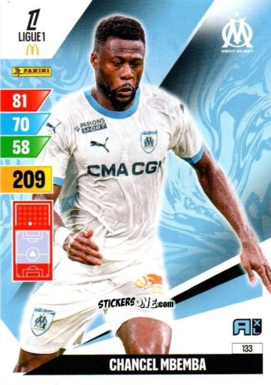 Cromo Chancel Mbemba - Ligue 1 2024-2025. Adrenalyn XL n. 133 - Panini