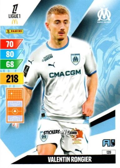 Figurina Valentin Rongier - Ligue 1 2024-2025. Adrenalyn XL n. 139 - Panini