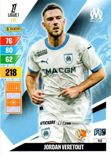 Sticker Jordan Veretout - Ligue 1 2024-2025. Adrenalyn XL n. 140 - Panini