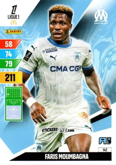 Sticker Faris Moumbagna - Ligue 1 2024-2025. Adrenalyn XL n. 142 - Panini